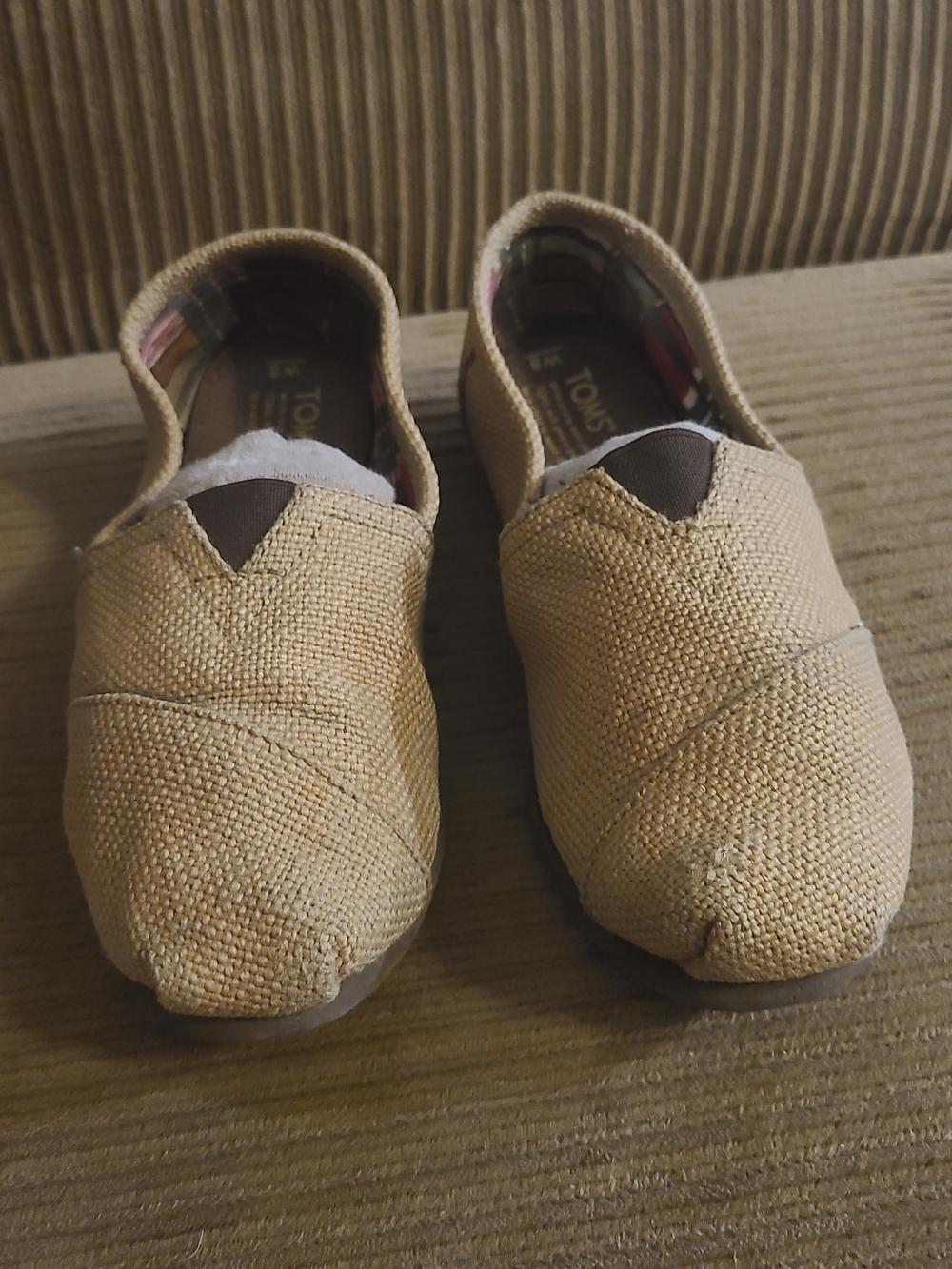 Toms Beige Canvas Slip-On Moccasins